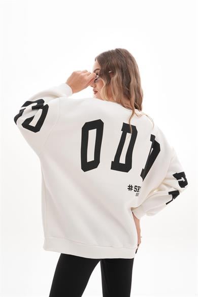 Kadın Sırt Baskı Detaylı Üç İplik Oversize Sweatshirt 245327 -