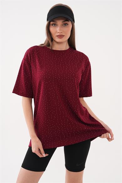 Kadın Taş Desenli Oversize Tişört 260583 -