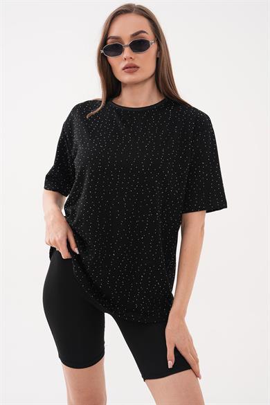 Kadın Taş Desenli Oversize Tişört 260583 -