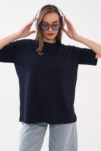 Kadın Taş Desenli Oversize Tişört 260583 -