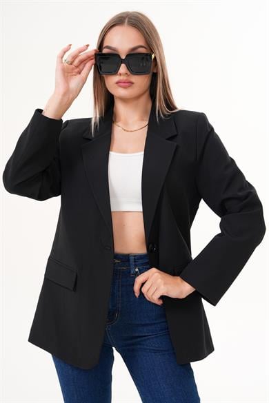 Kadın Tek Düğme Çift Cepli Blazer Ceket 260550 -
