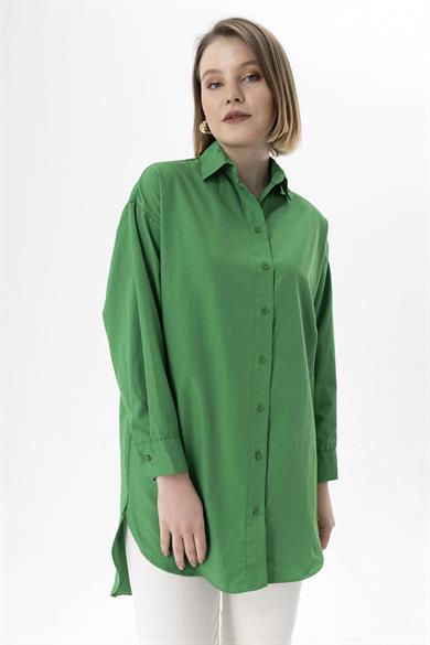 Kadın Uzun Oversize Poplin Tunik Gömlek
