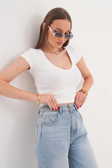 Kadın V Yaka Kaşkorse Crop - 260031