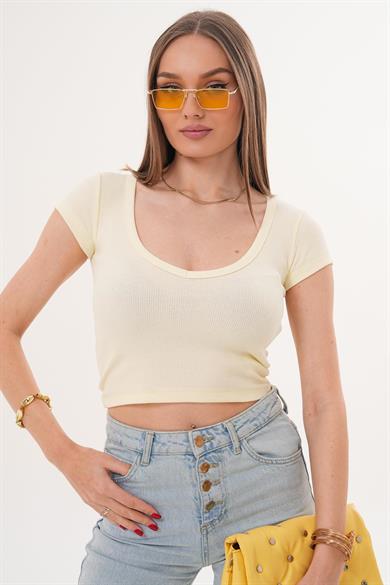 Kadın V Yaka Kaşkorse Crop - 260031
