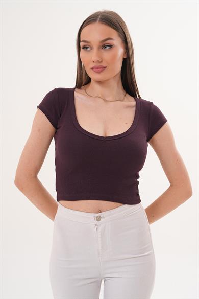 Kadın V Yaka Kaşkorse Crop - 260031
