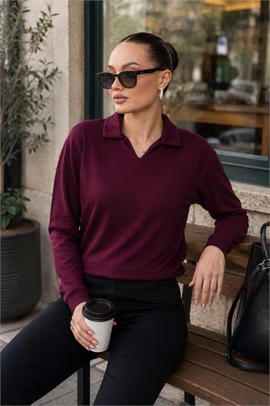 Kadın Yakalı Modal Sweatshirt 265187 -