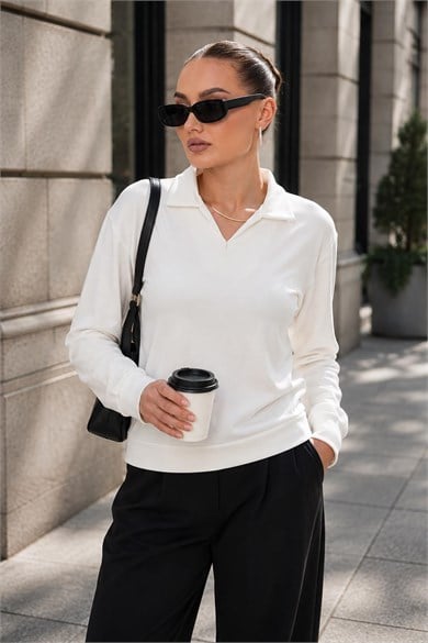 Kadın Yakalı Modal Sweatshirt 265187 -