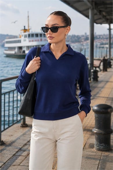 Kadın Yakalı Modal Sweatshirt 265187 -