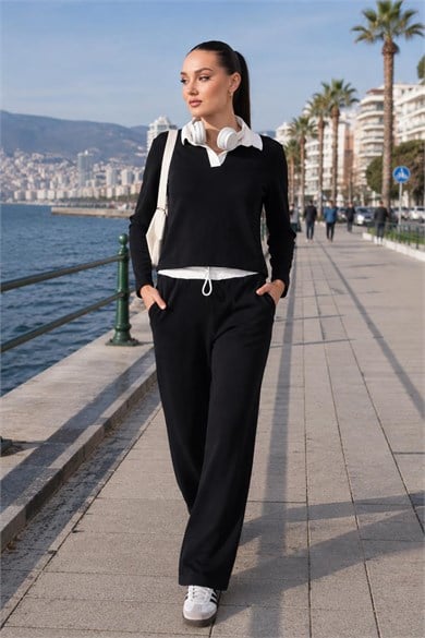 Kadın Yakalı Pantolonlu Modal İkili Takım 265164 -