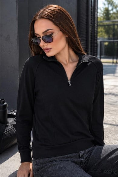 Kadın Yakası Fermuar Detaylı Modal Sweatshirt 265166 -
