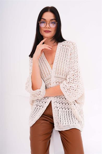 Kadın Yarasa Kol Triko Örme Hırka 260481 -