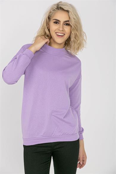 Kadın Yarım Balıkçı Detaylı Sweatshirt