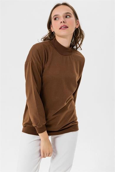 Kadın Yarım Balıkçı Detaylı Sweatshirt