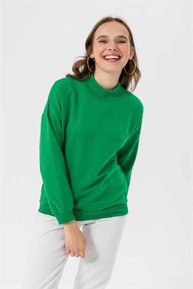 Kadın Yarım Balıkçı Detaylı Sweatshirt