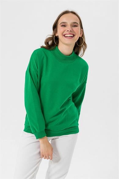 Kadın Yarım Balıkçı Detaylı Sweatshirt