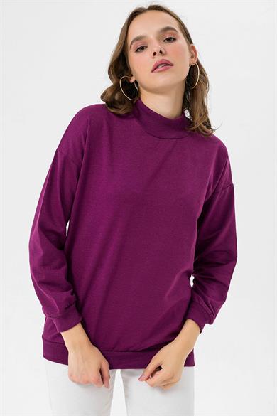 Kadın Yarım Balıkçı Detaylı Sweatshirt
