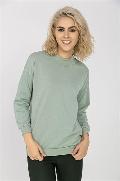 Kadın Yarım Balıkçı Detaylı Sweatshirt