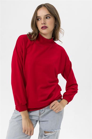 Kadın Yarım Balıkçı Detaylı Sweatshirt