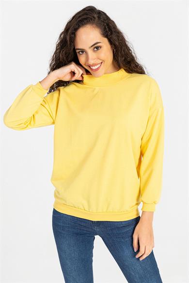 Kadın Yarım Balıkçı Detaylı Sweatshirt