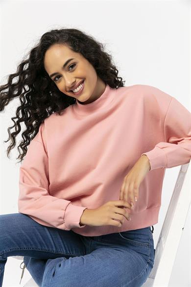 Kadın Yarım Balıkçı Detaylı Sweatshirt