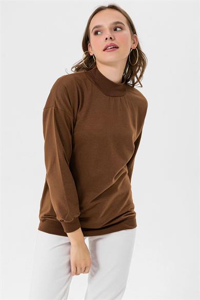 Kadın Yarım Balıkçı Detaylı Sweatshirt