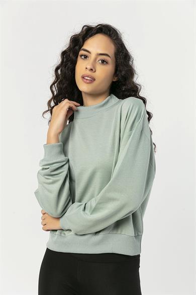 Kadın Yarım Balıkçı Detaylı Sweatshirt