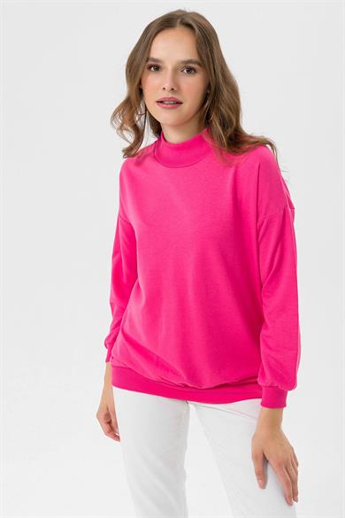 Kadın Yarım Balıkçı Detaylı Sweatshirt