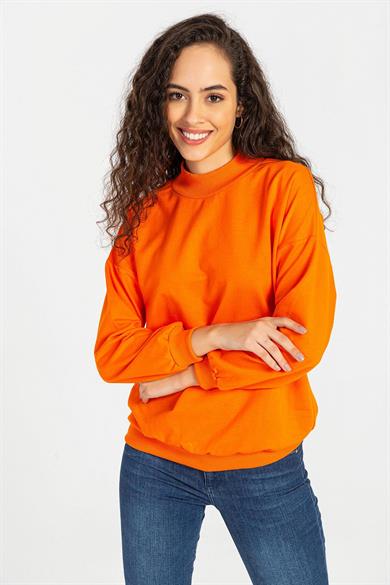 Kadın Yarım Balıkçı Detaylı Sweatshirt