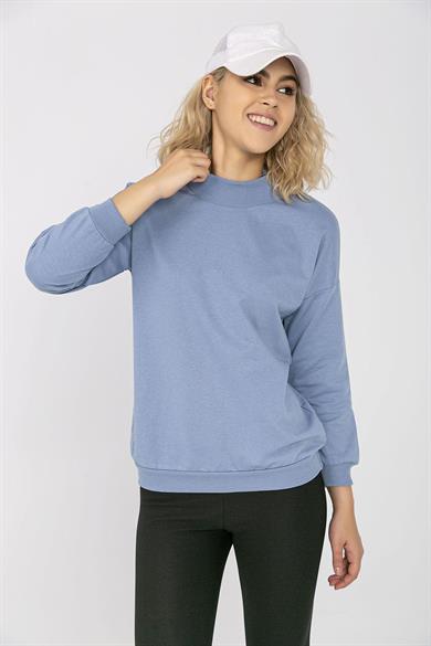 Kadın Yarım Balıkçı Detaylı Sweatshirt