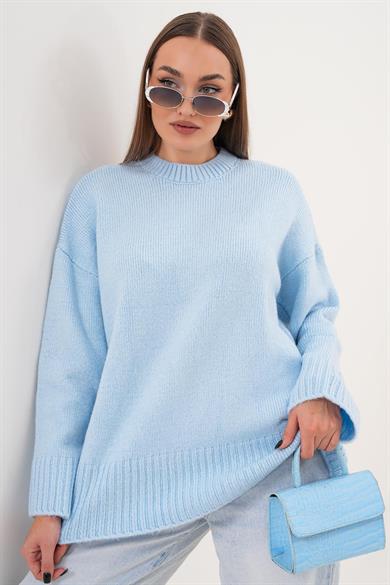 Kadın Yarım Balıkçı Triko Örme Oversize Kazak 255087 -