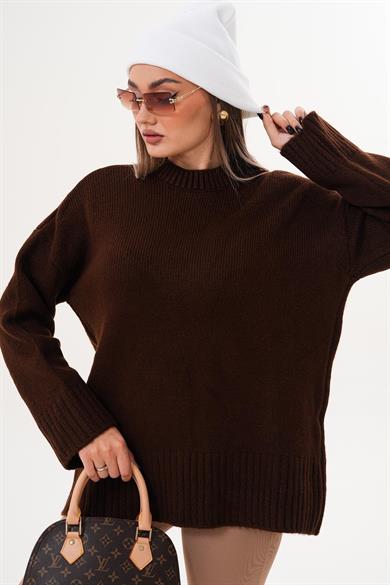 Kadın Yarım Balıkçı Triko Örme Oversize Kazak 255087 -