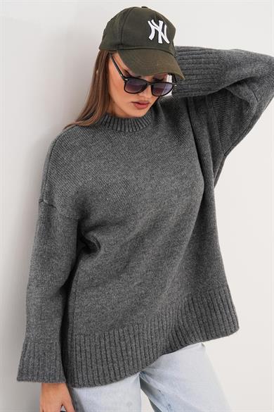 Kadın Yarım Balıkçı Triko Örme Oversize Kazak 255087 -