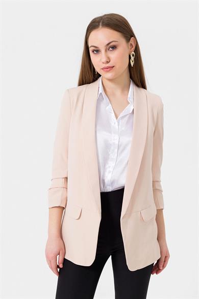 Kolu Büzgülü Cep Görünümlü Önü Açık Blazer Ceket 245095 -