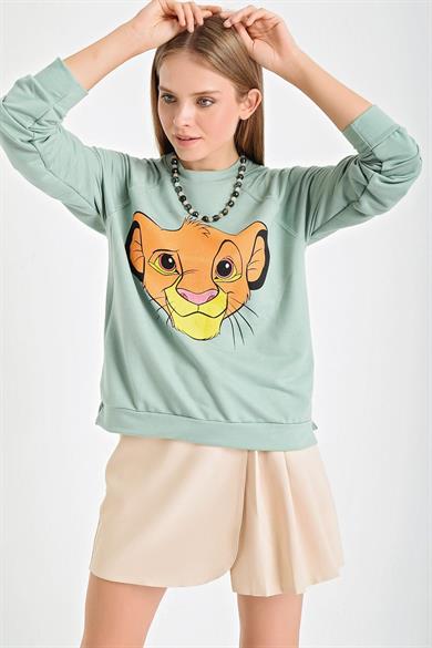 Simba Baskı Bisiklet Yaka Sweatshirt