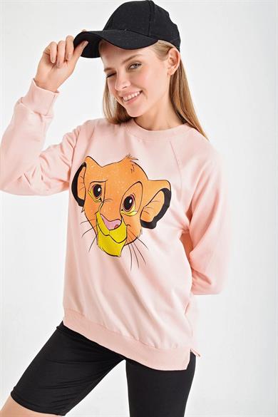 Simba Baskı Bisiklet Yaka Sweatshirt