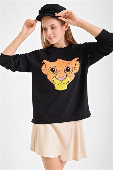 Simba Baskı Bisiklet Yaka Sweatshirt