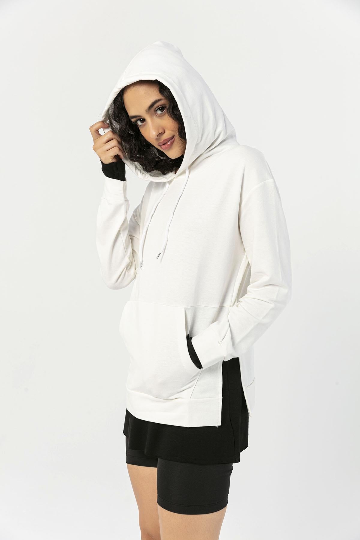 Çift Görünümlü Kapüşonlu Kanguru Cepli Sweatshirt