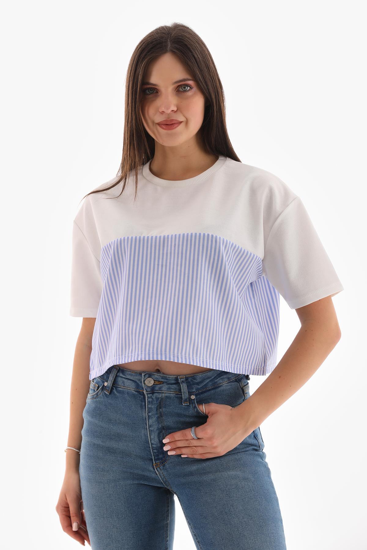 Kadın Altı Çizgi Detaylı Tişört