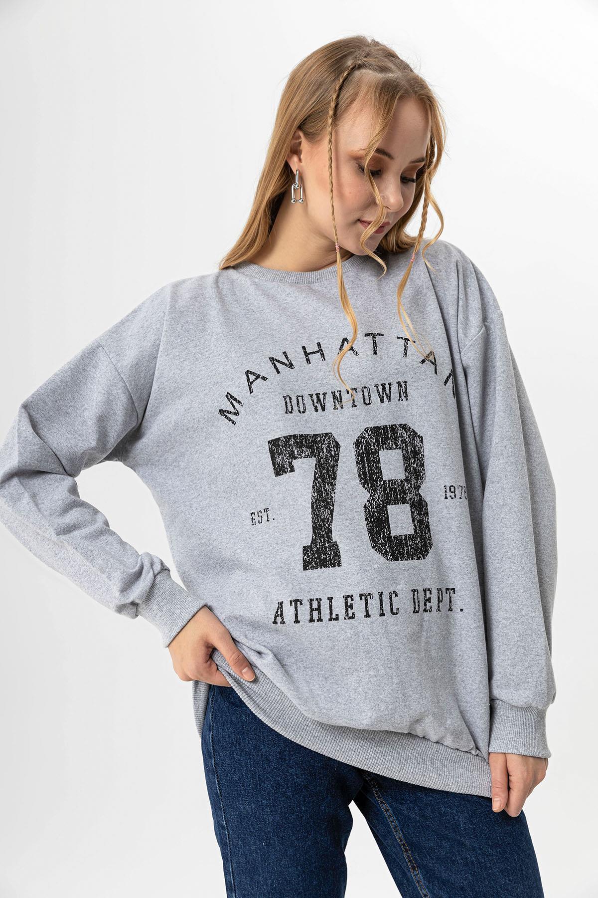 Kadın Baskı Detaylı Oversize Sweatshirt
