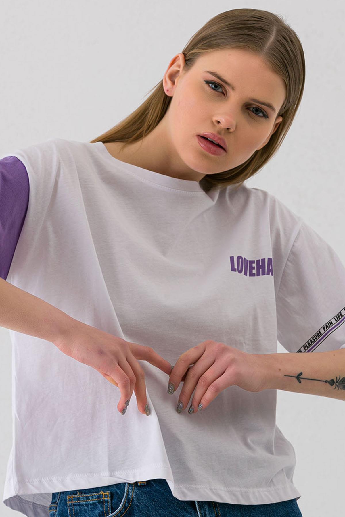 Kadın Baskı Detaylı Oversize T-shirt