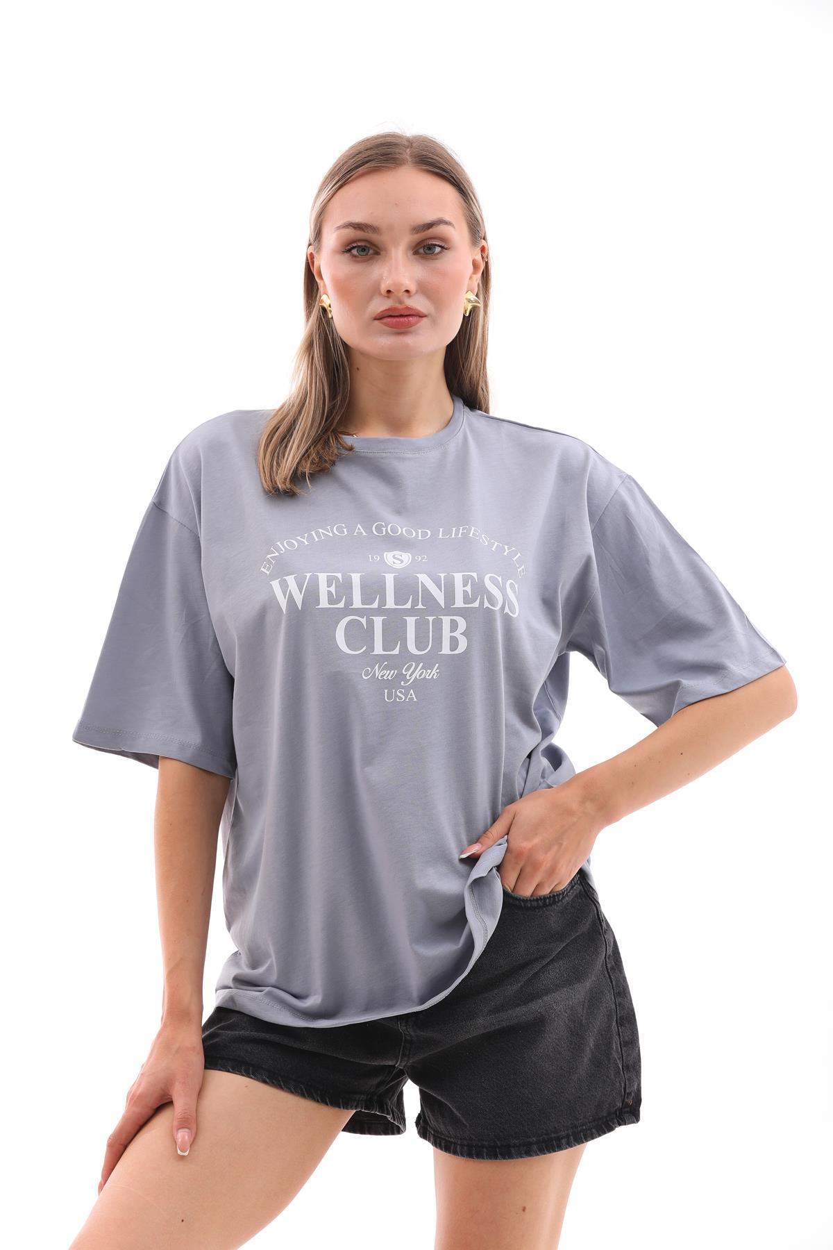 Kadın Baskı Detaylı Oversize Tişört