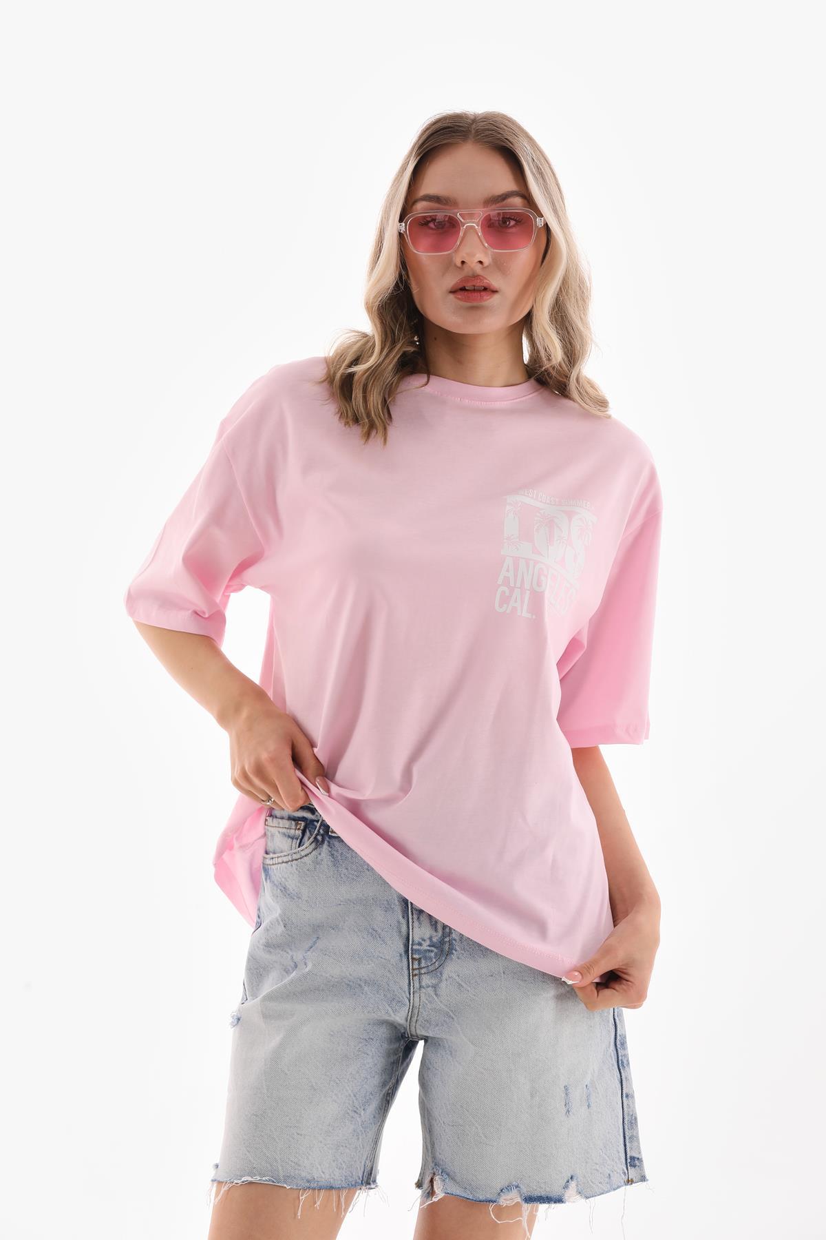 Kadın Baskı Detaylı Oversize Tişört