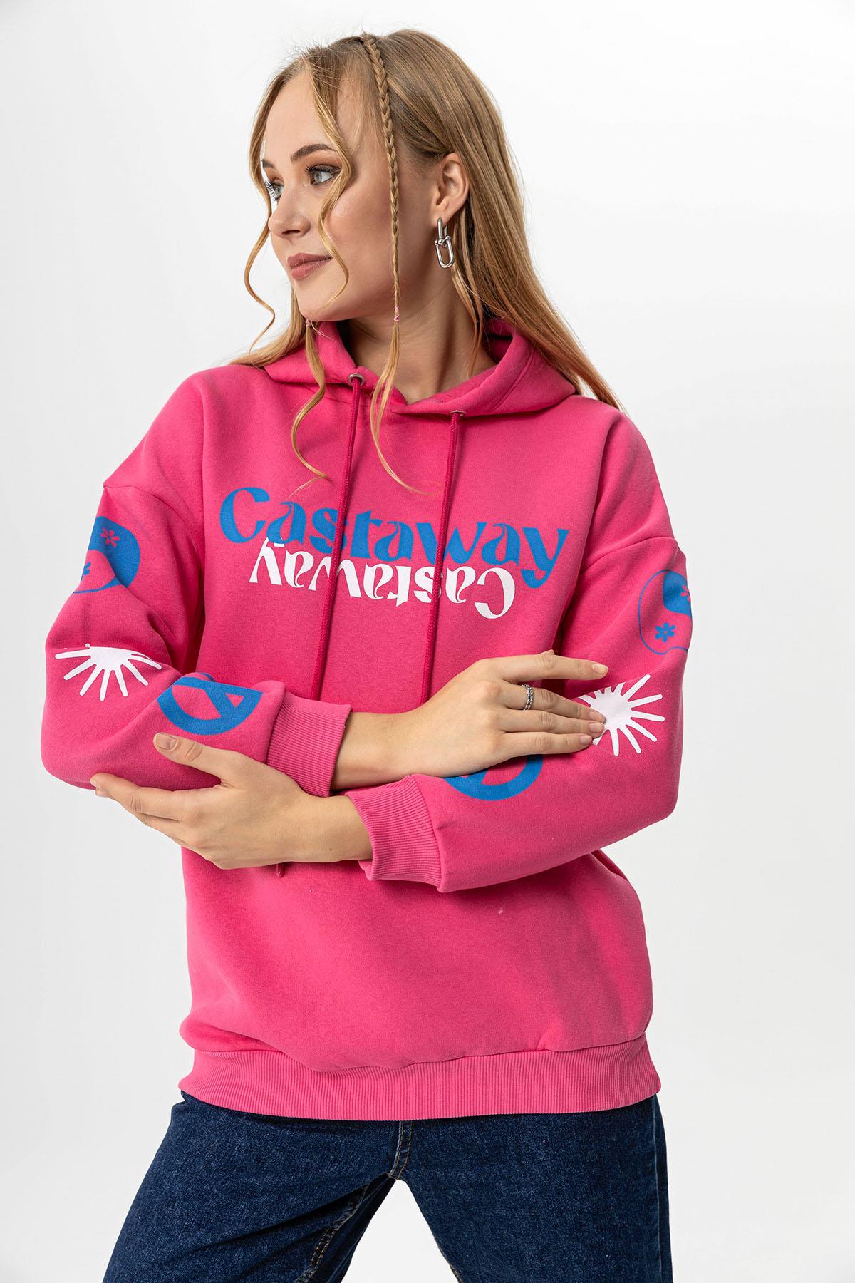 Kadın Baskı Detaylı Üç İplik Sweatshirt