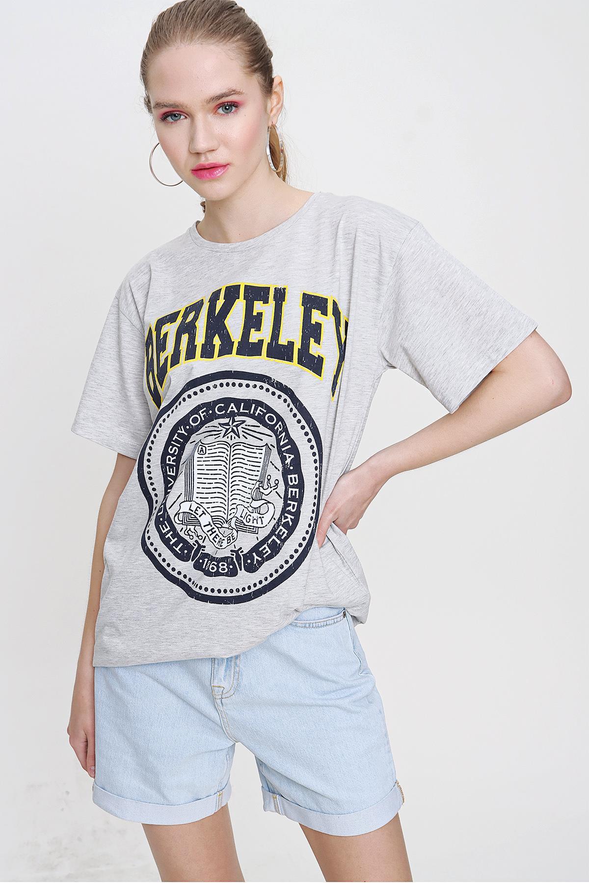 Kadın Baskılı Oversize Tişört 220053 -