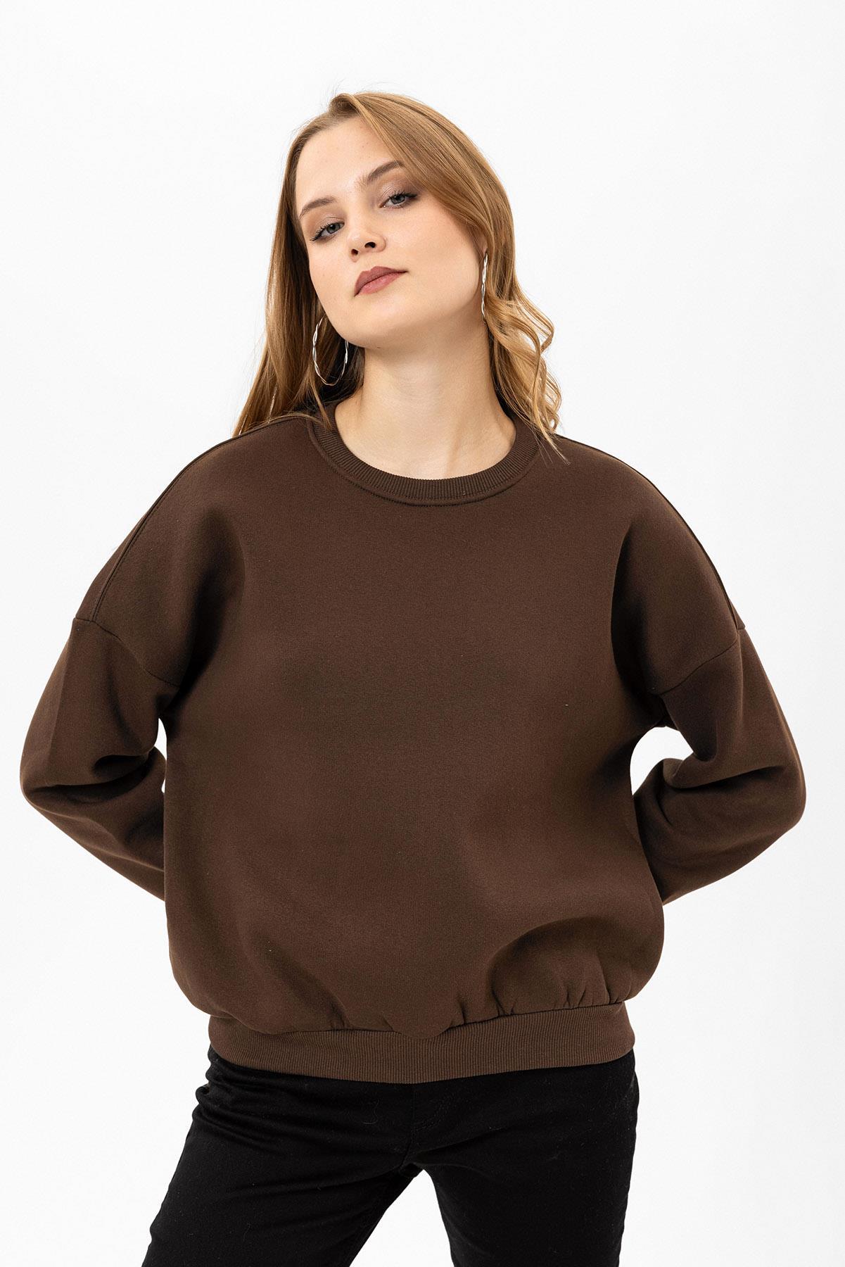 Kadın Bisiklet Yaka Oversize Sweatshirt