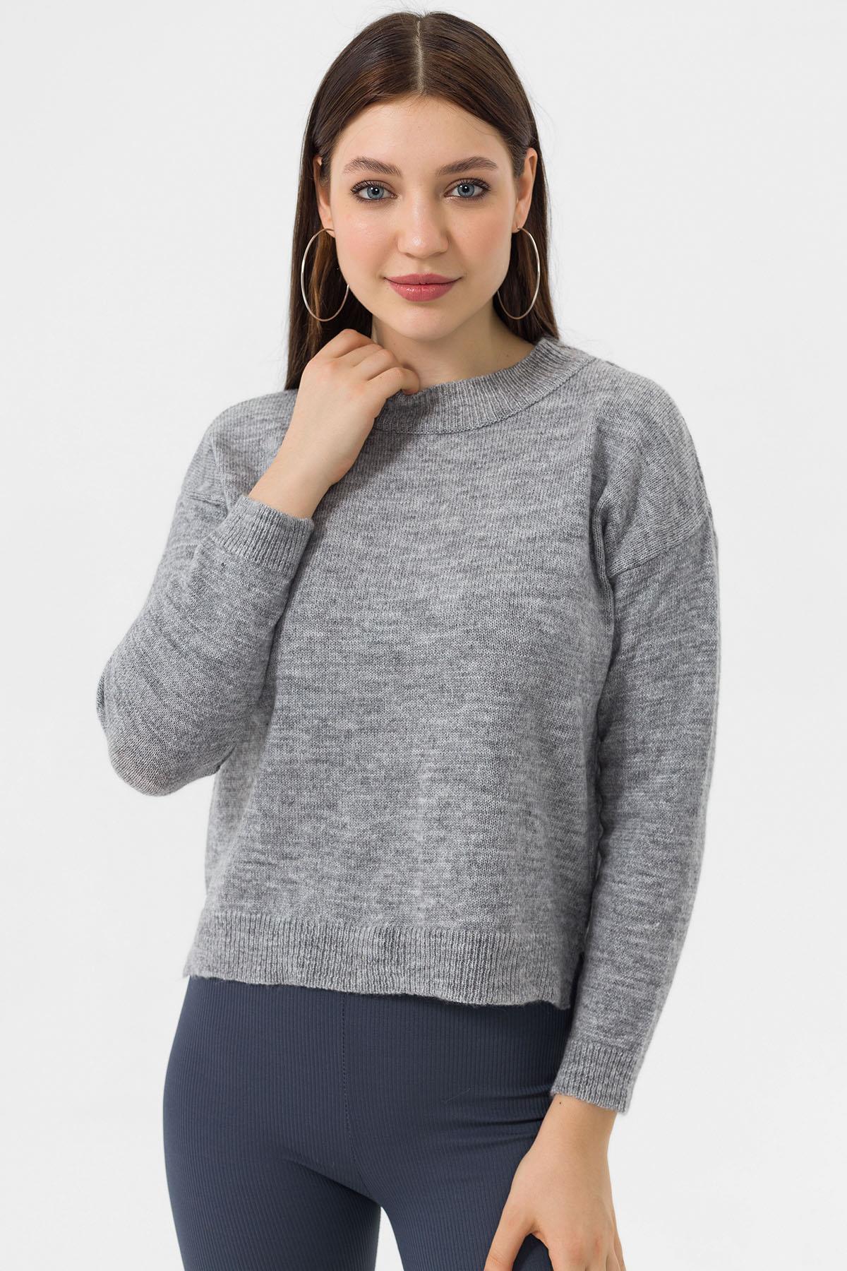 Kadın Bisiklet Yaka Triko Örme Yumoş Kazak