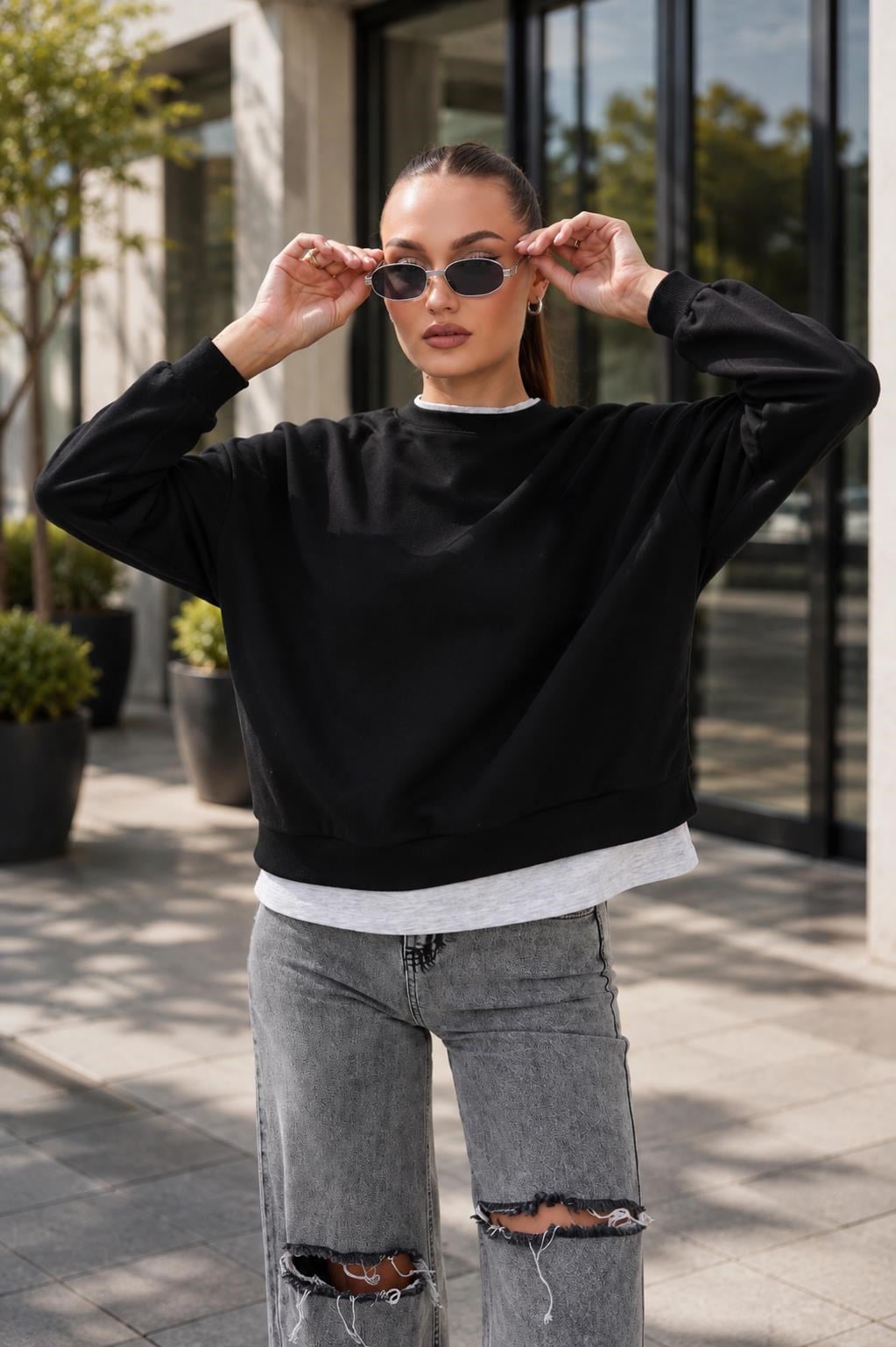 Kadın Çift Görünüm Detaylı Sweatshirt 265113 -