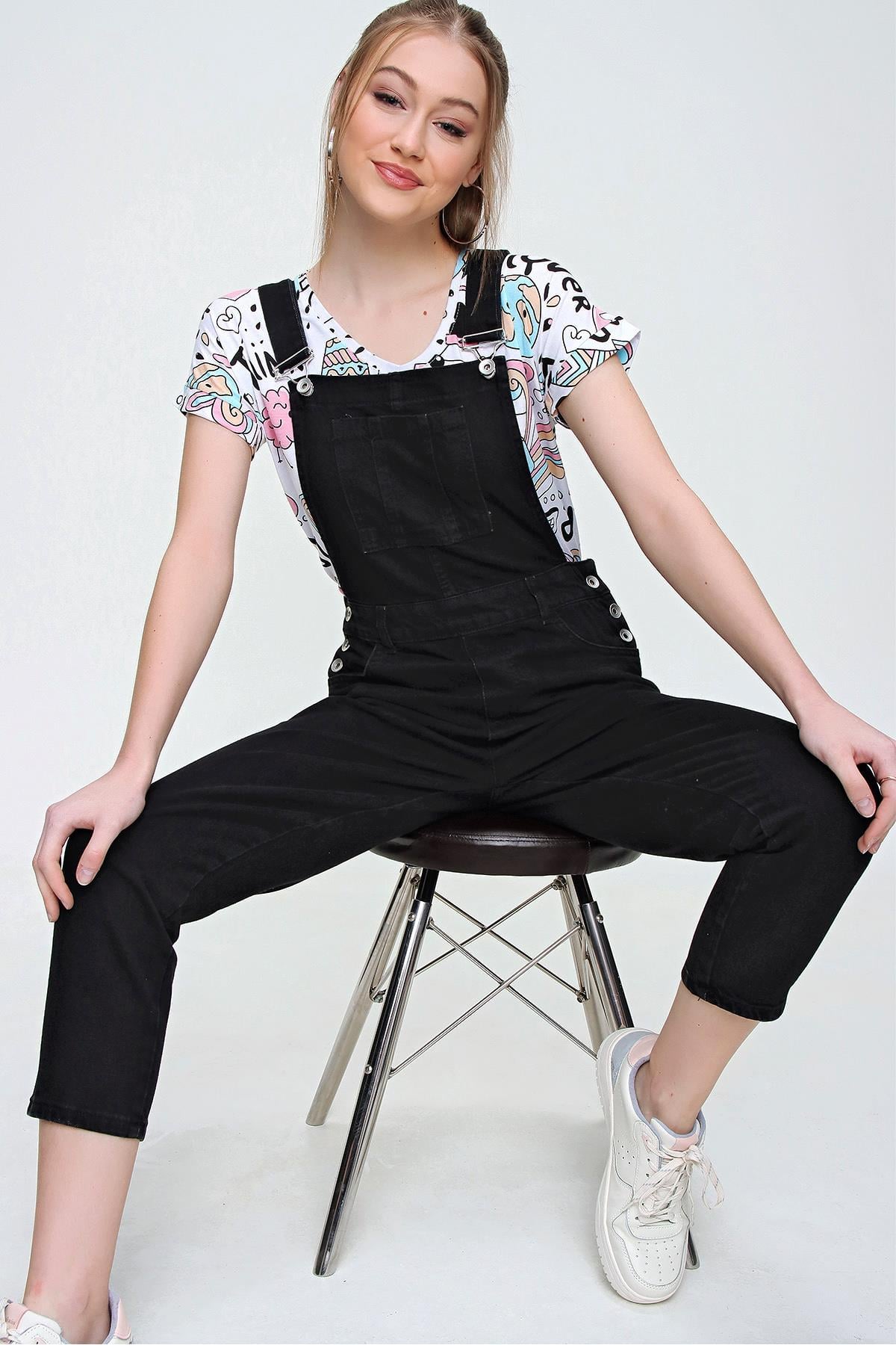 Kadın Denim Bahçivan Salopet