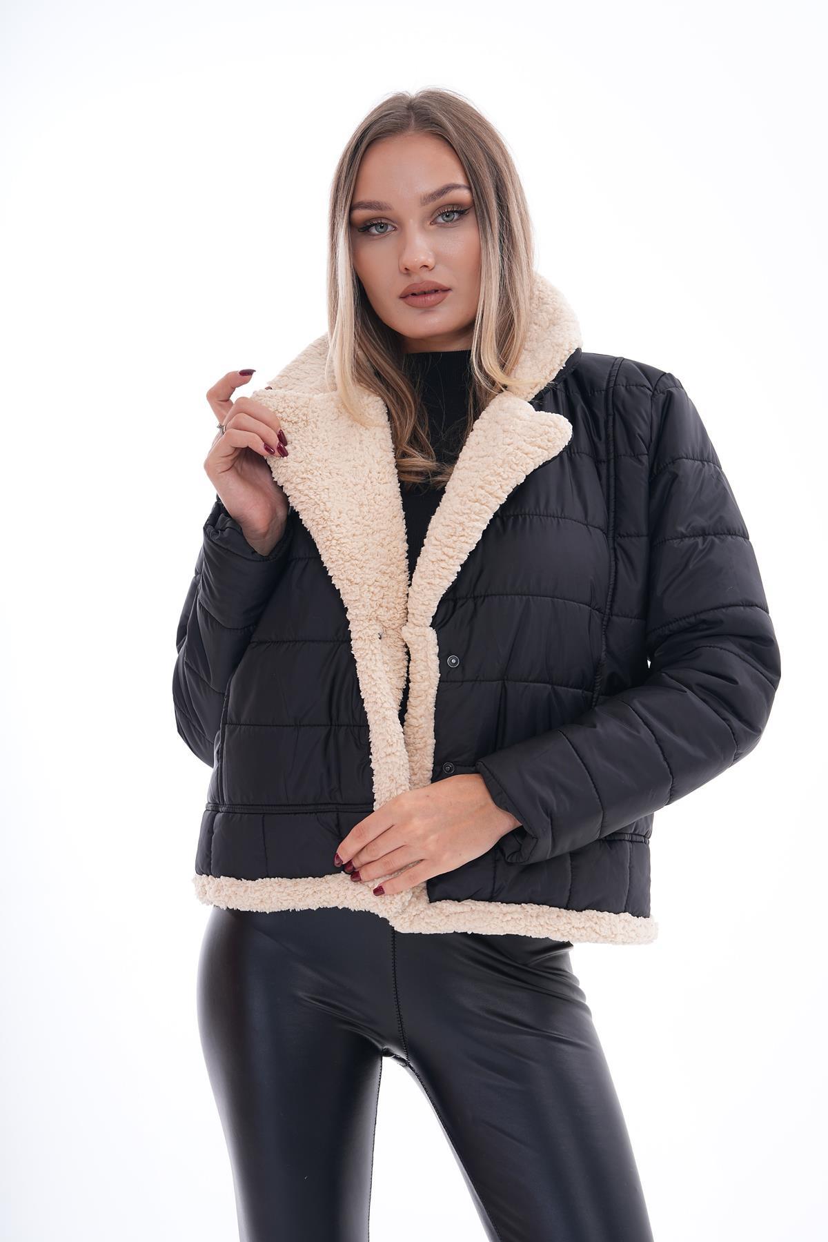Kadın İçi Peluş Detaylı Kısa Mont 245321 -