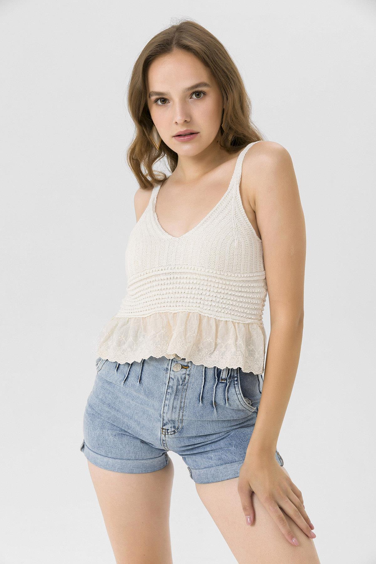 Kadın İnce Triko Örme Bluz